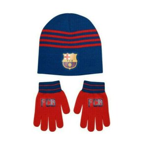 F.C Barcelona Strikhue & Handsker - Brn/Junior str. - Bl Hue / Rde Handsker