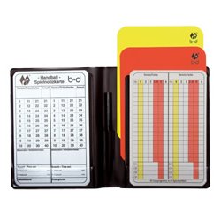 Etui med gul/rd/bl kort + pen